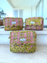 yellow and pink travel bag set - the fox and the mermaid