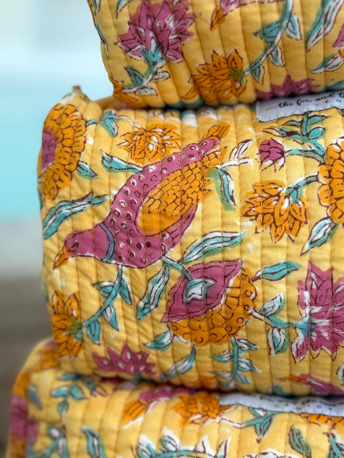 detail of bird on cosmetic bag - The Fox and the Mermaid