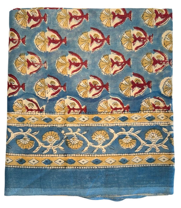 blue indian sarong with red flowers - The Fox and the Mermaid