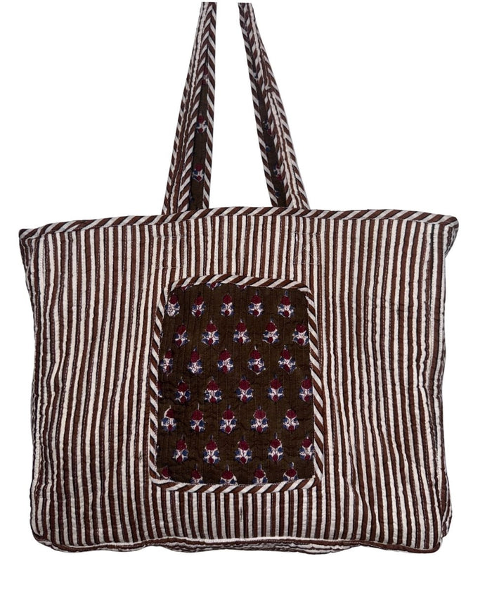 striped cotton tote bag
