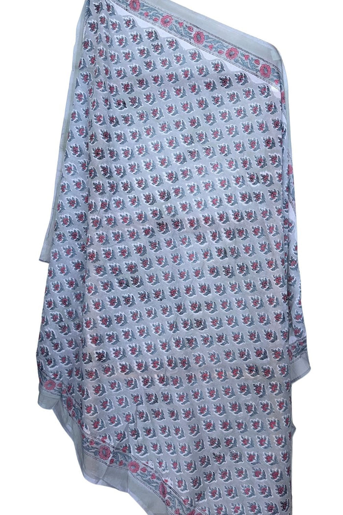 gray sarong with pink flowers - The Fox and the Mermaid