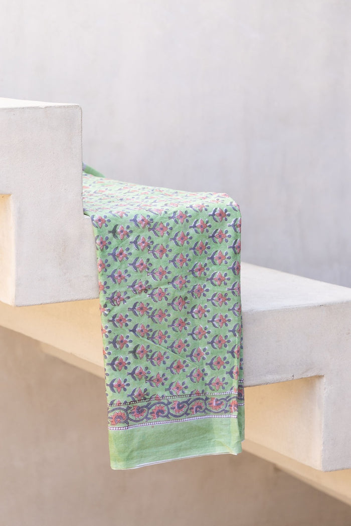 block printed soft green pareo