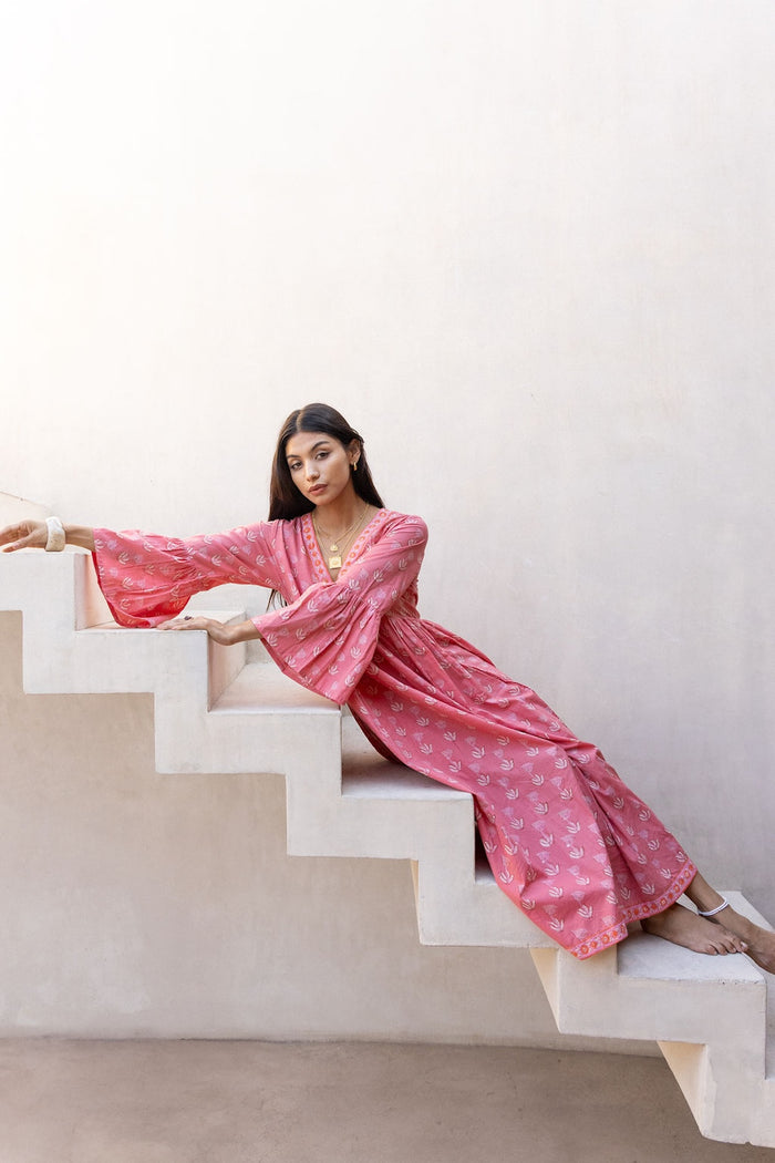 pink indian maxi dress - The Fox and the Mermaid