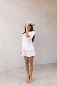 pink linen top and skirt with box pleats - The Fox and the Mermaid