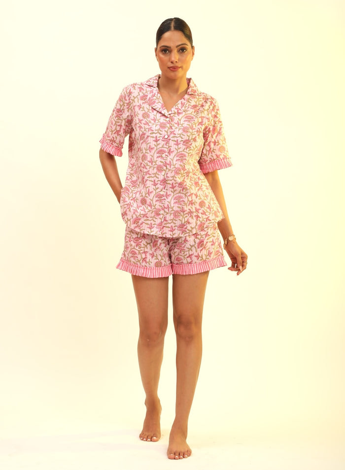 pink box pleated pj set  - the fox and the mermaid
