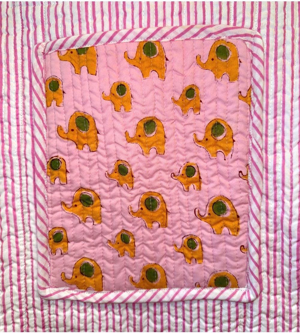 pocket detail on elephant bag