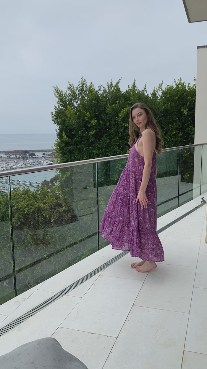 purple tiered maxi dress - The Fox and the Mermaid
