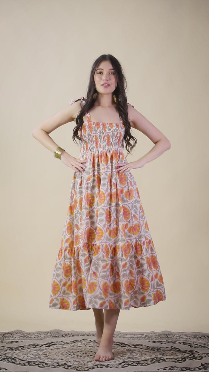 indian block printed dress with flowers - The fox and the mermaid