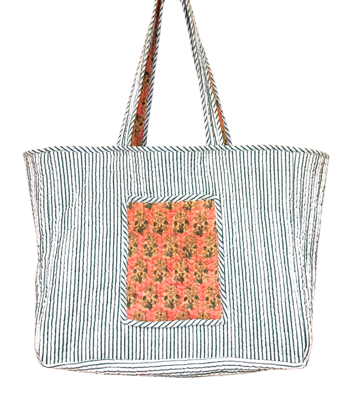 Reversible Quilted Block Printed Market Bag