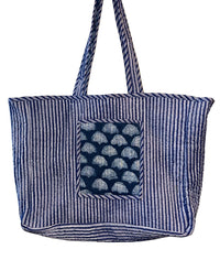 striped indigo market bag- The Fox and the mermaid