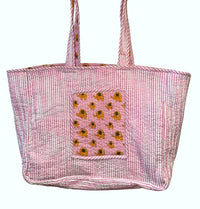 pink striped quilted tote bag - The Fox and the Mermaid