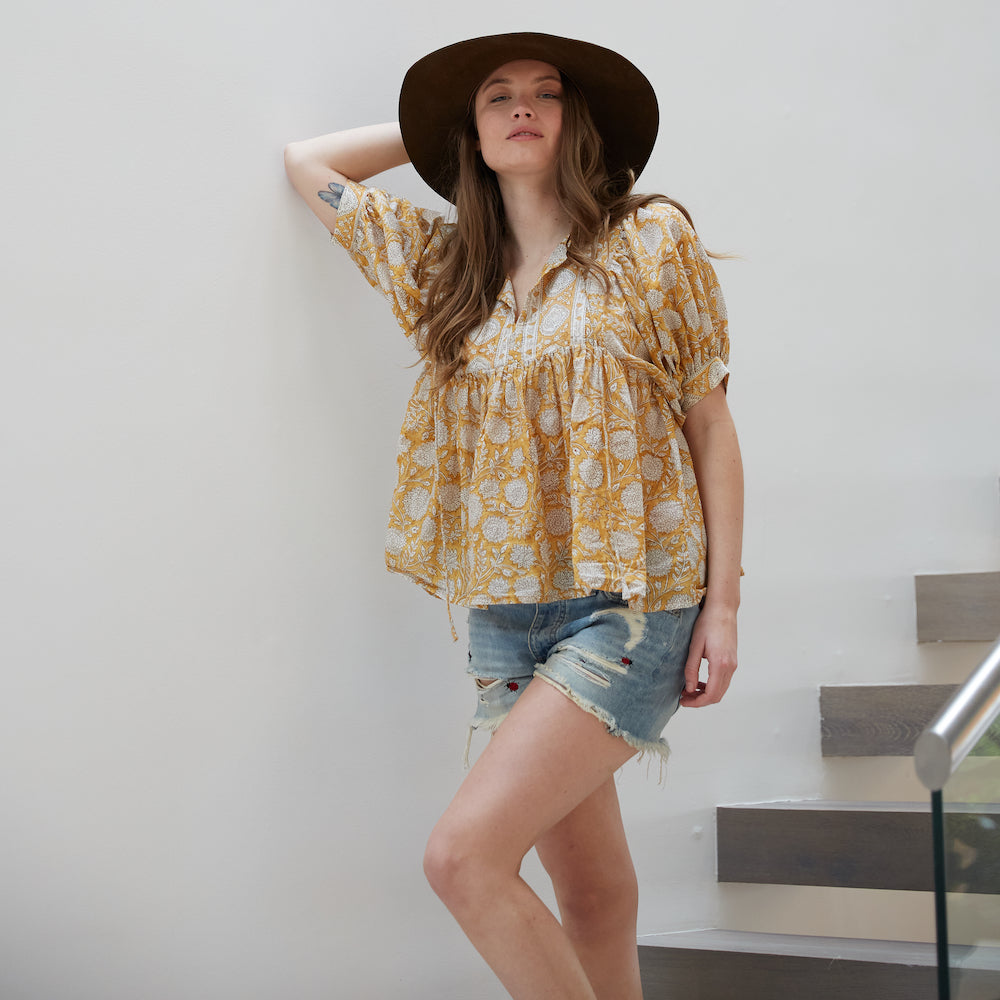 flowy yellow top - The Fox and the Mermaid