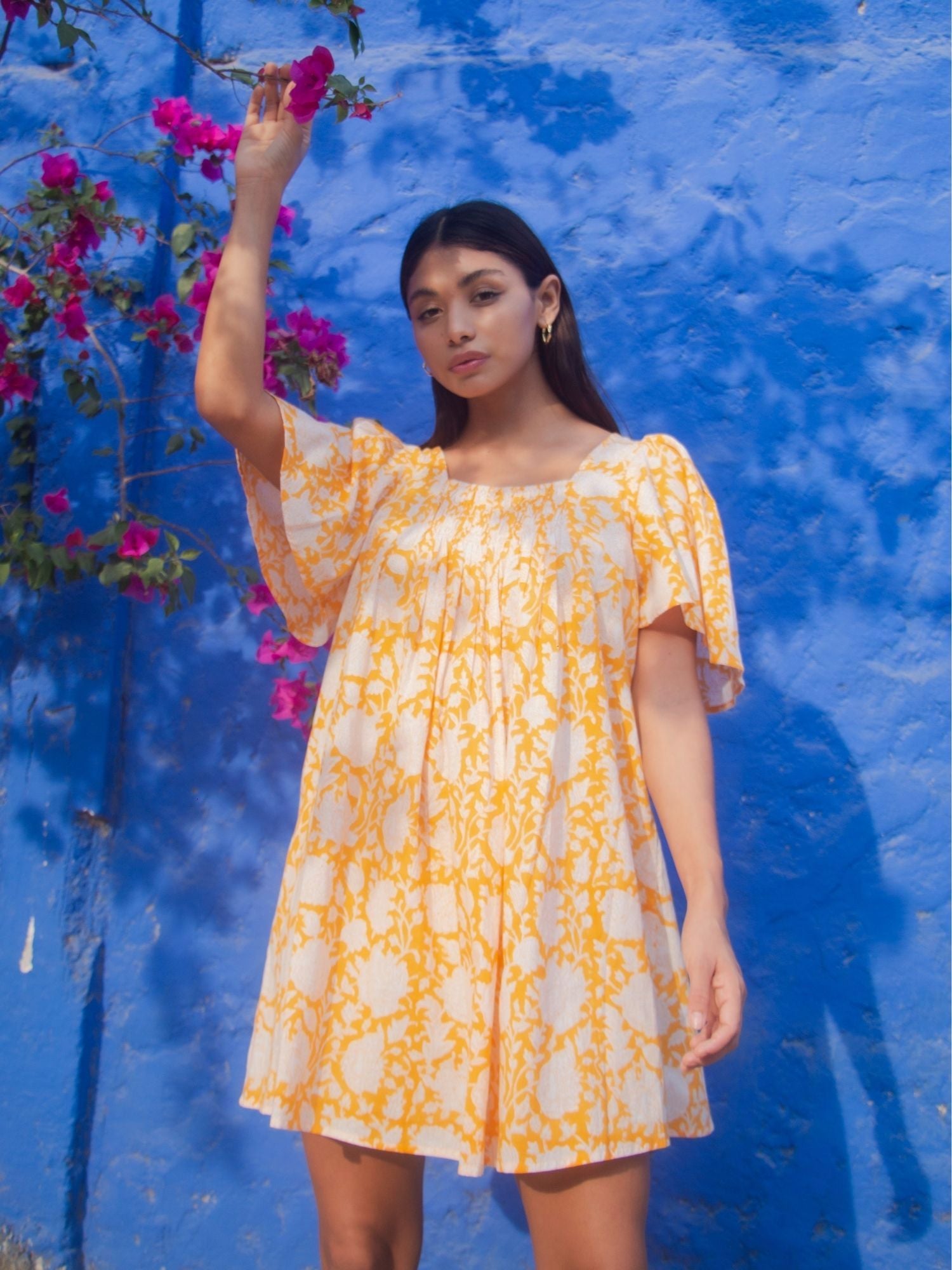 yellow sundress block printed romantic indian block printed dress  - The Fox and the Mermaid