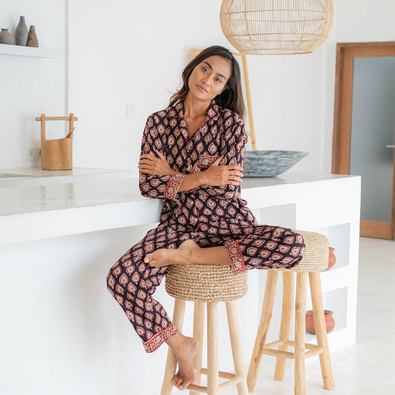 block printed pajama set