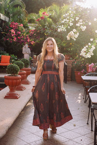 paloma dress with smocked bust and detachable belt
