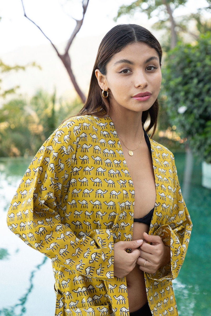 INDIAN BLOCK PRINTED ROBE WITH CAMELS - The Fox and the Mermaid