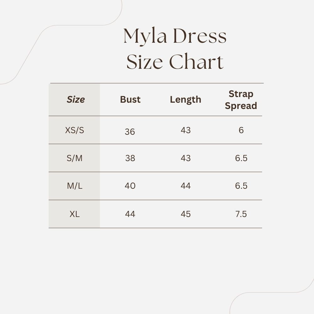 myla dress size chart - the fox and the mermaid