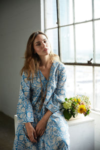 blue flare sleeve boho dress - The Fox and the Mermaid