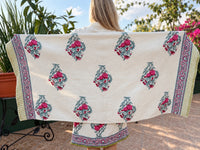 block printed waffle cotton towel 