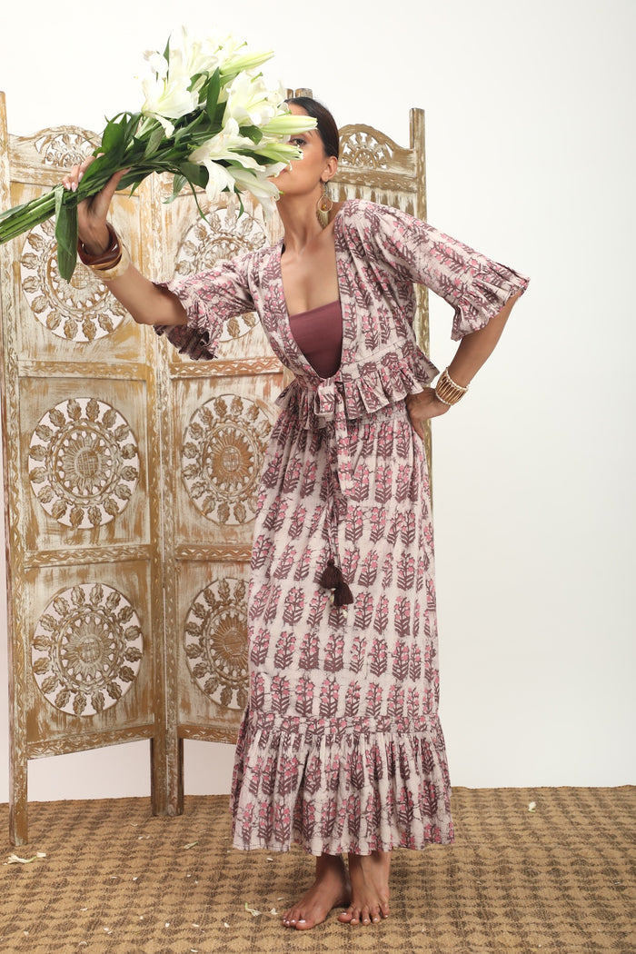 DABU PINK NATURAL DYE SKIRT SET  
