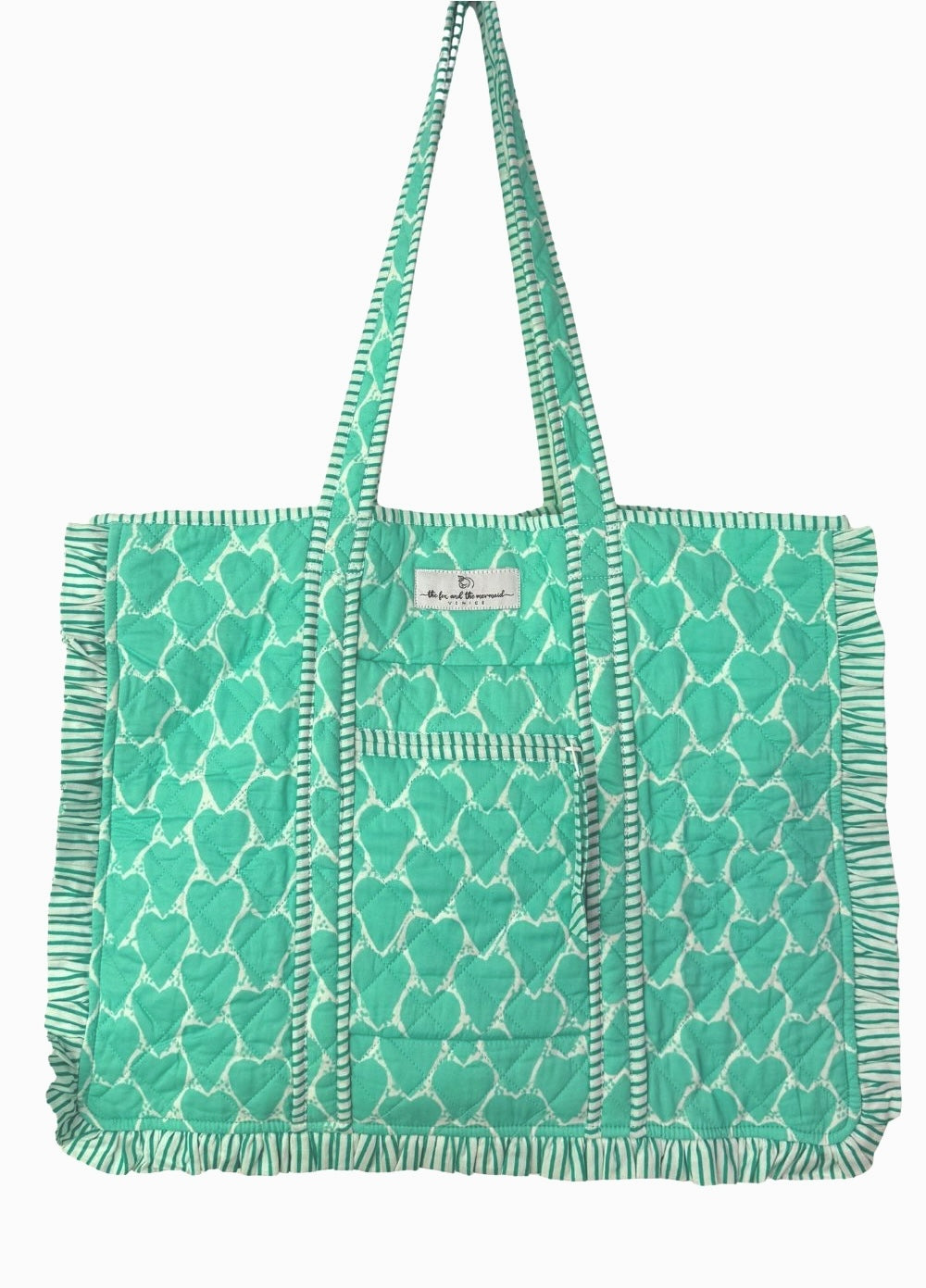 Reversible Quilted Block Printed Market Bag with Ruffles
