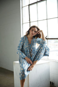 long blue and gold dress - The Fox and the Mermaid