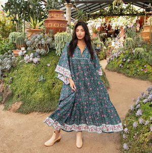 blue hand printed indian dress - The Fox and the Mermaid
