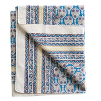 blue yellow and purple block printed sarong