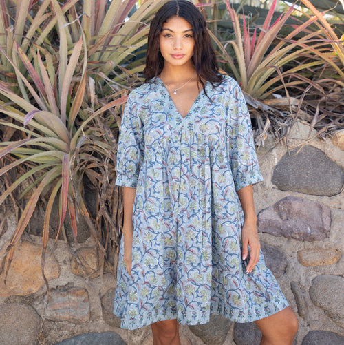 hand printed indian dress  - The Fox and the Mermaid