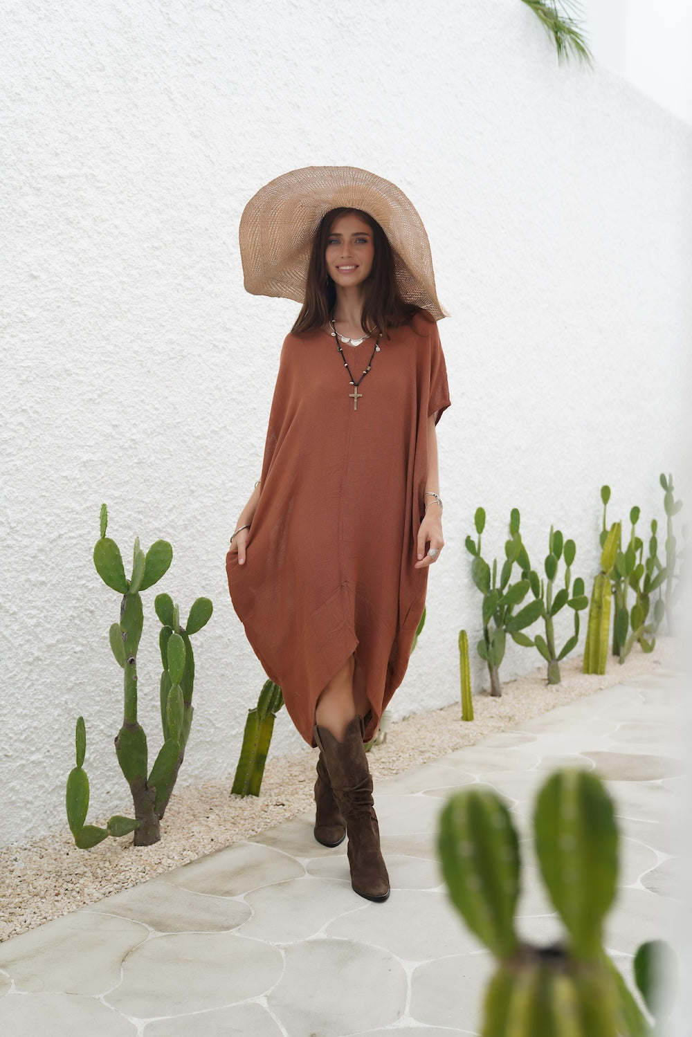 kaftan dress beach cover up Sol and Cover-up in Spice Ramie is a hypo