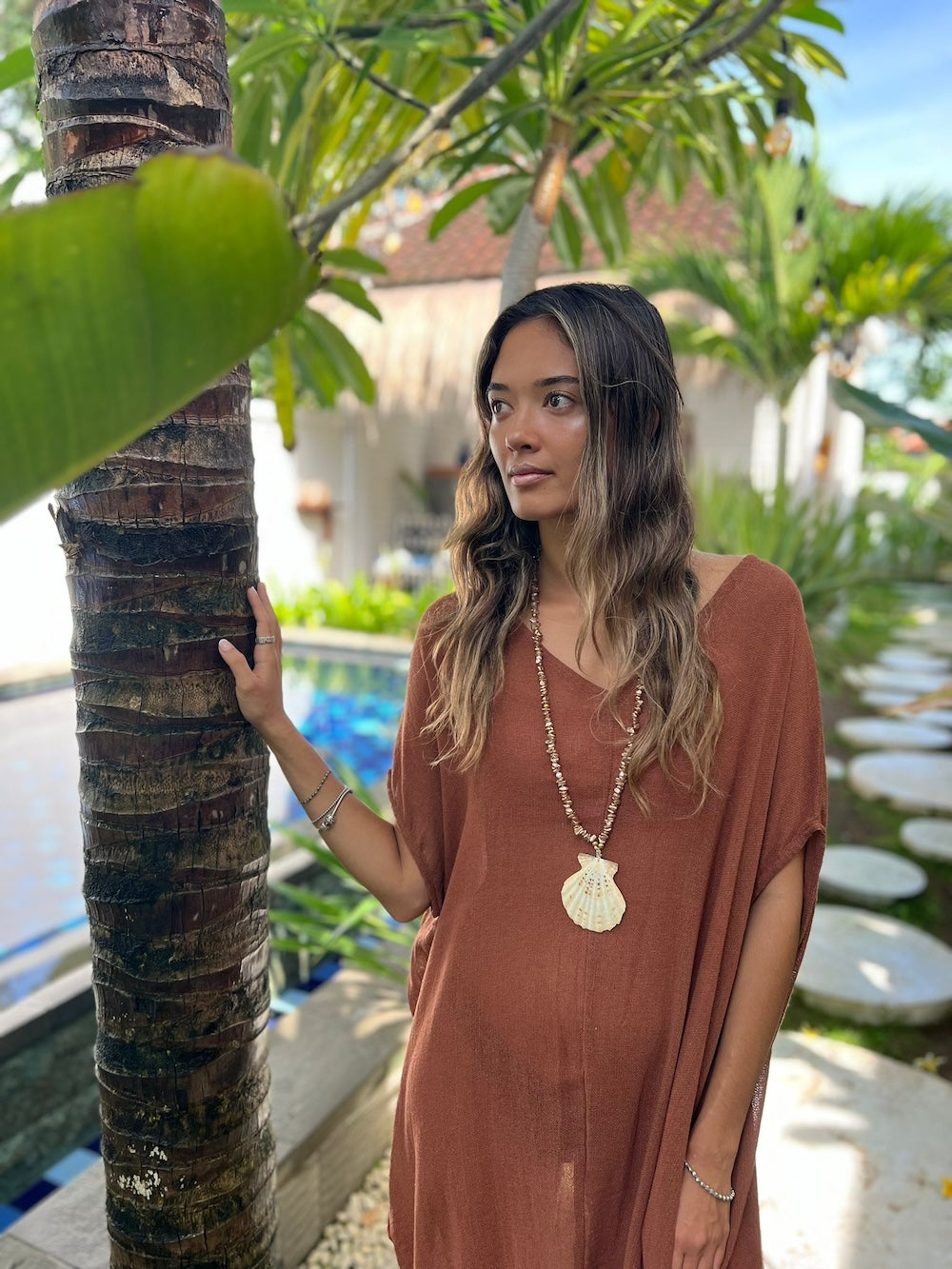brown kaftan dress