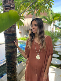 brown kaftan dress
