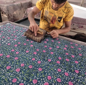 hand block printing process  - The Fox and the Mermaid