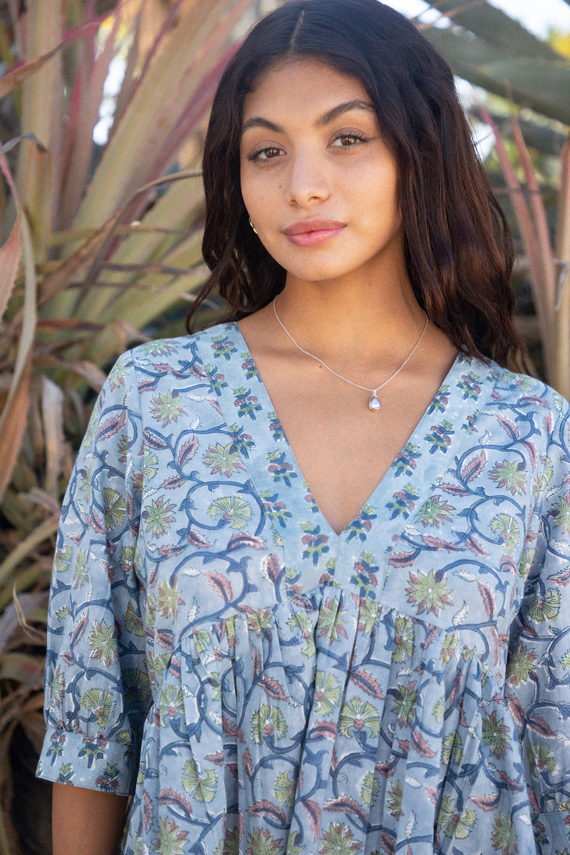 soft cotton blue dress closeup  - The Fox and the Mermaid