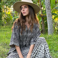 block printed dabu natural dye kaftan mumu dress