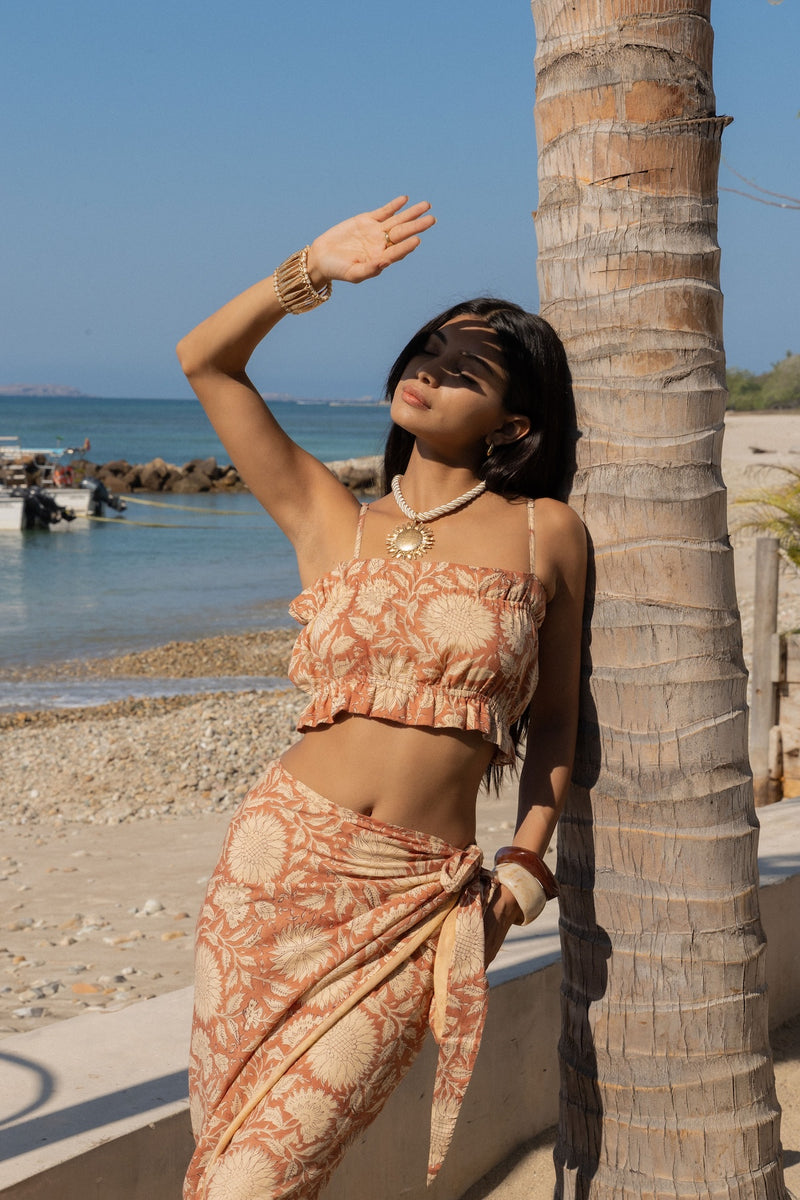 wrap skirt and cotton top 
- The Fox and the Mermaid