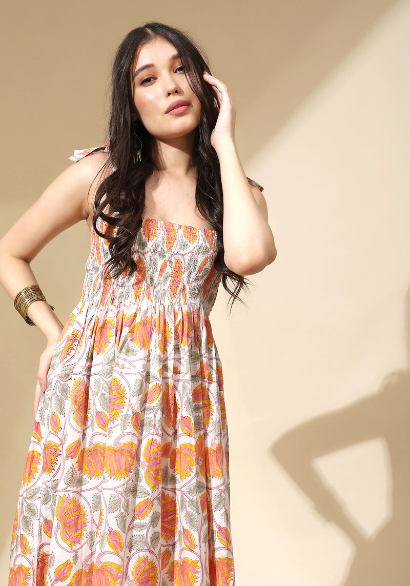 floral orange sun dress  - The Fox and the Mermaid