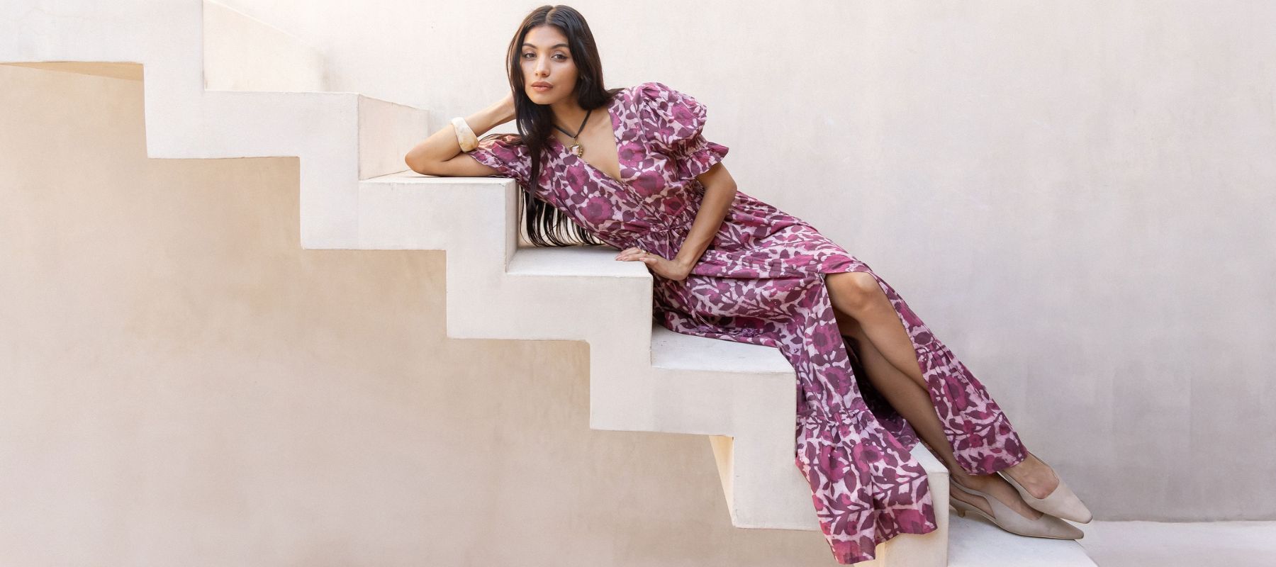 naturally dyed pink maxi dress 