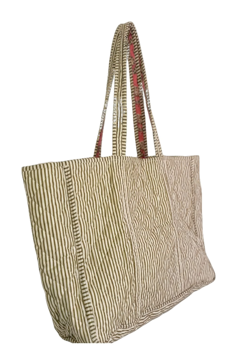 striped market bag interior
