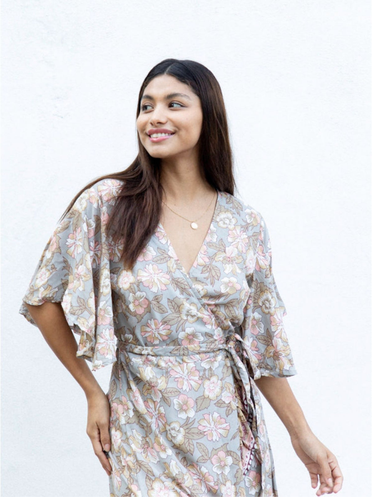 rayon wrap dress romantic indian block printed dress  - The Fox and the Mermaid