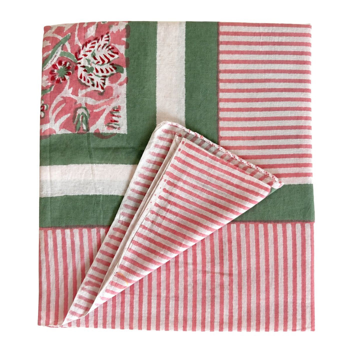 block printed pink and green indian sarong