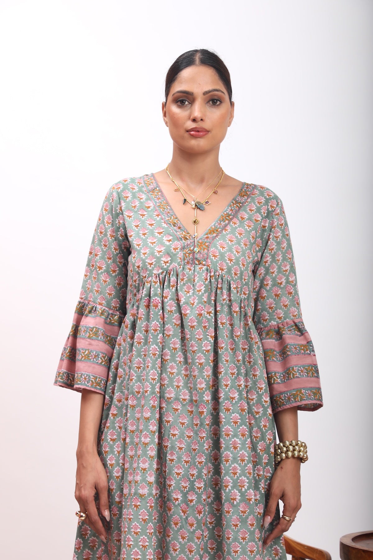 block printed cotton maxi in green - The Fox and the Mermaid