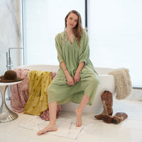 indian green double gauze midi dress - The Fox and the Mermaid