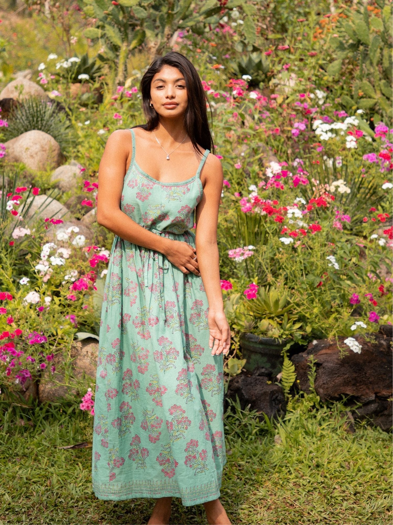 drawstring summer dress flowy purple maxi sun dress - The Fox and the Mermaid