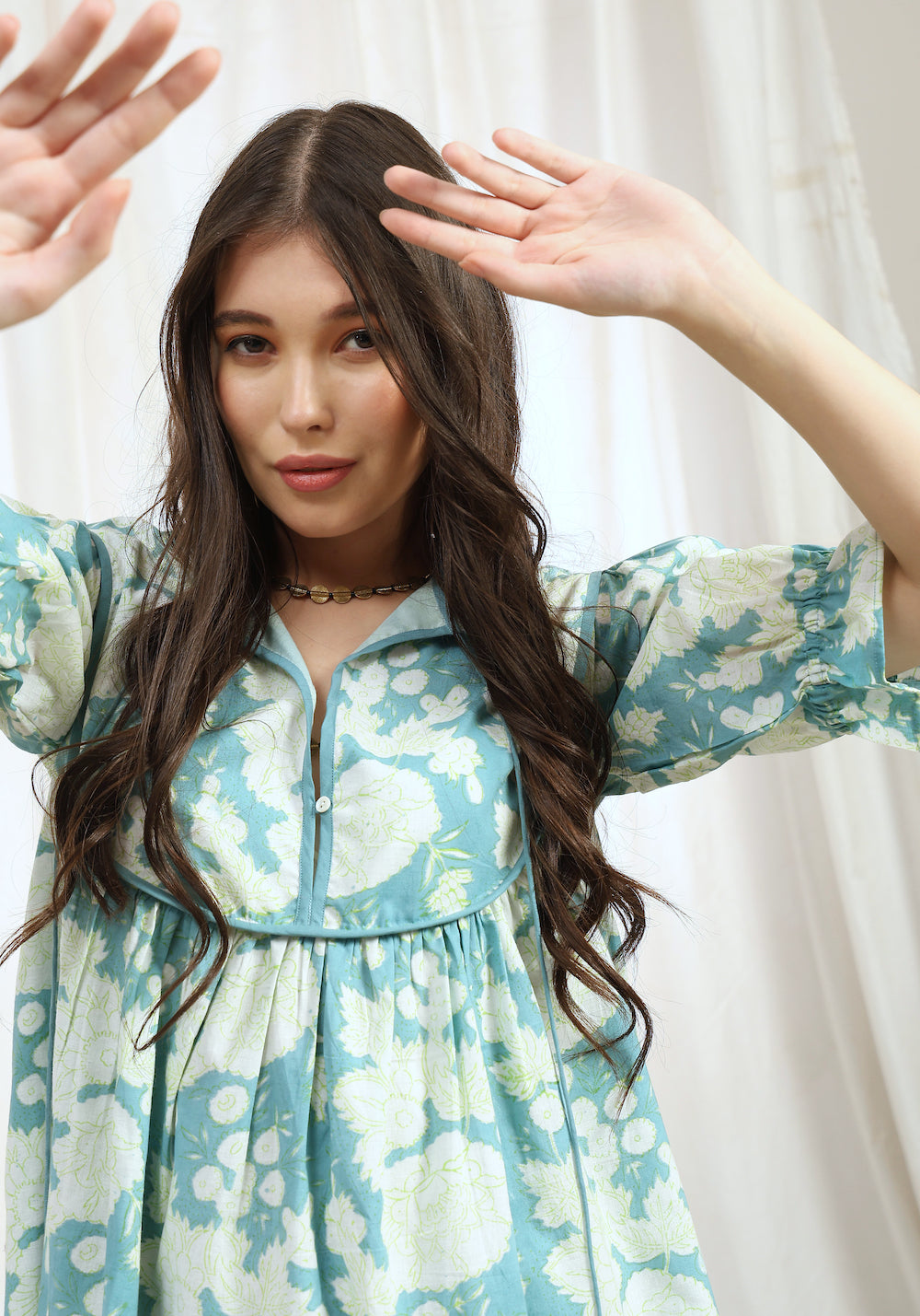 block print short dress Manah Dress: Apricot M/L