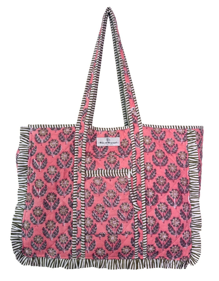 hot pink quilted cotton bag