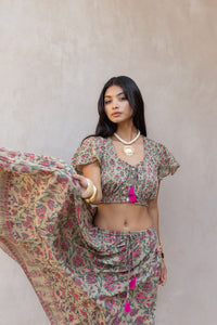 olive cotton skirt and top set - The Fox and the Mermaid