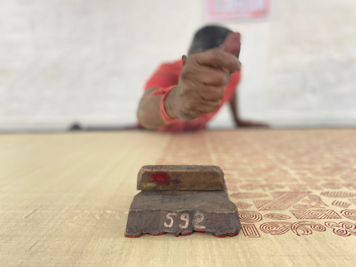 hand carved teak wood block with modern design 