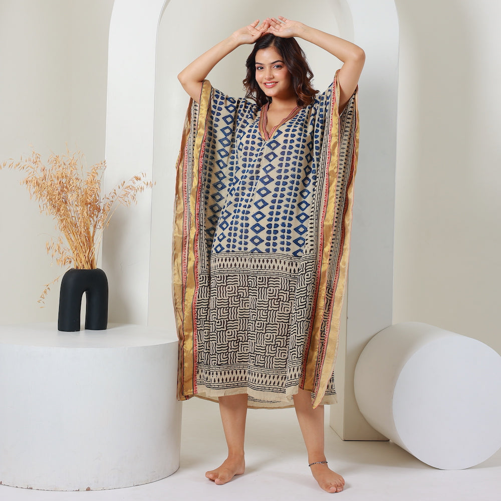 gold embroidered kaftan dress - The Fox and the Mermaid