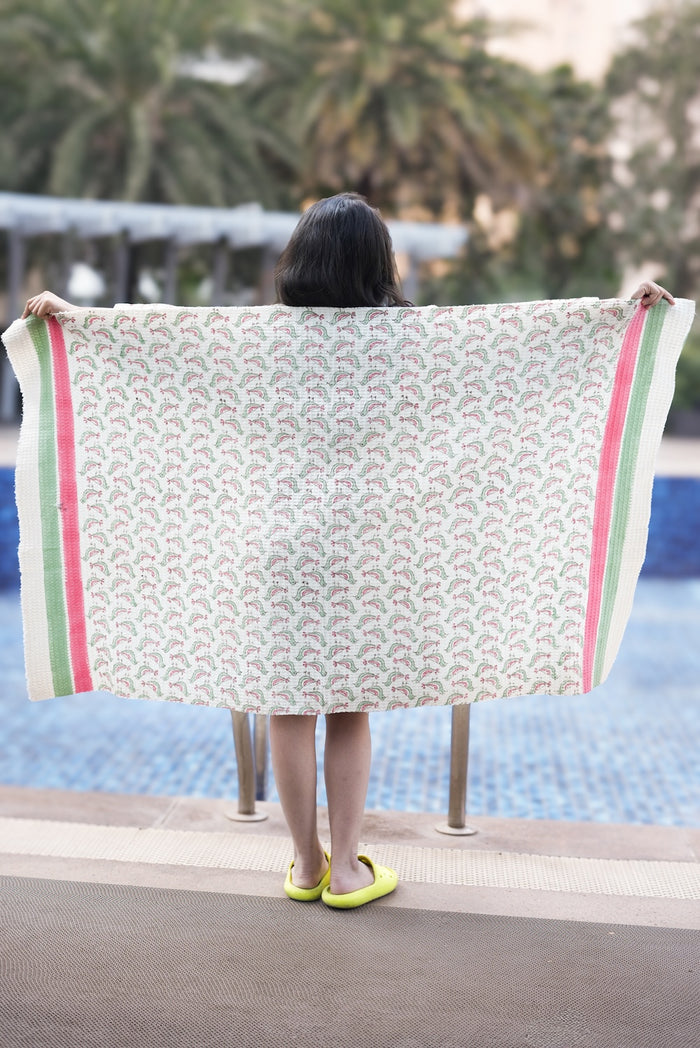 Children's Willow Block Printed Waffle Towel (Ages 6-12)